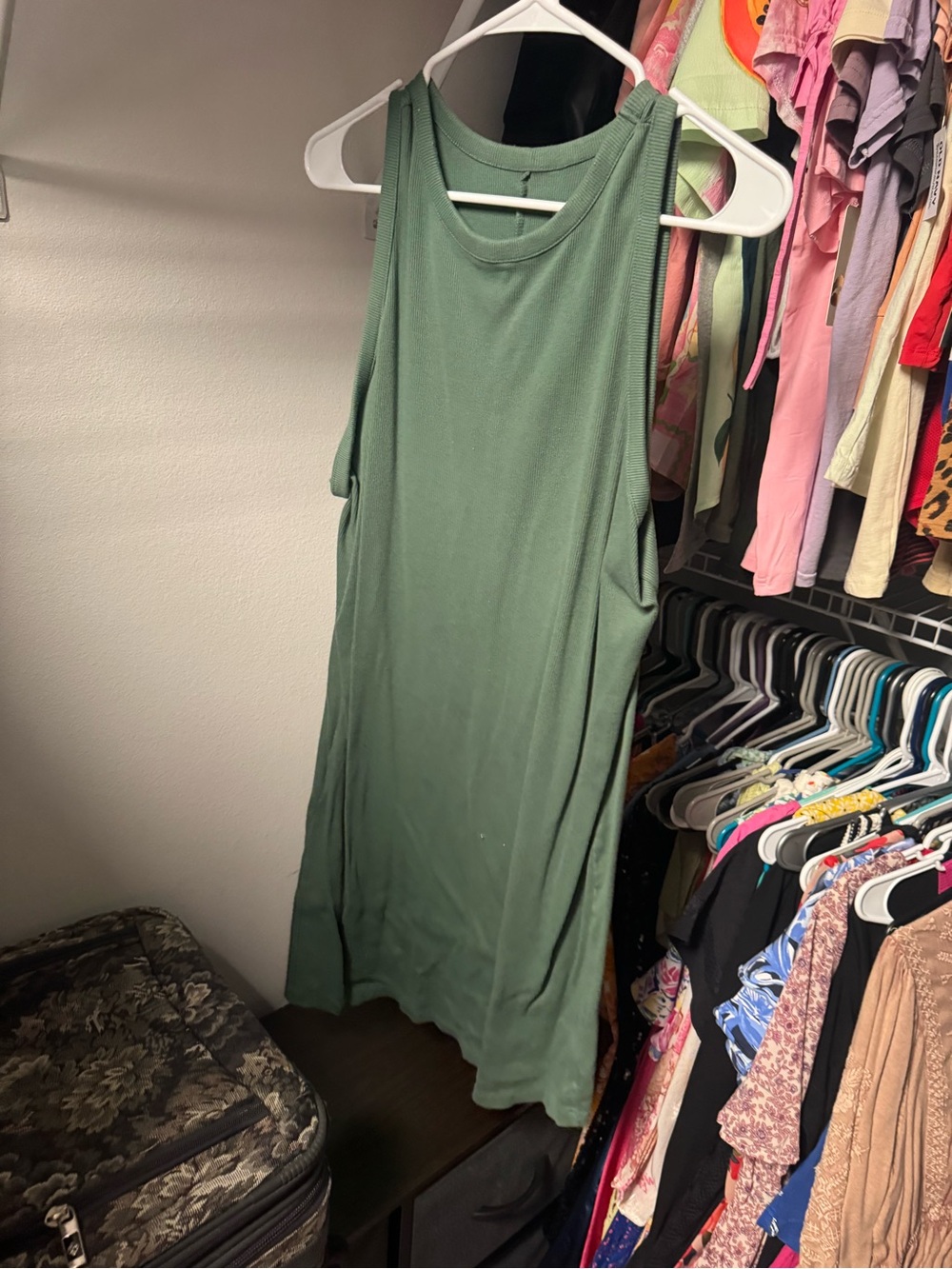 a new day Olive Green Ribbed Midi Tank Dress size xxl